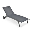 6-Poisition Adjustable Outdoor Chaise Recliner with Wheels by LJGDeals