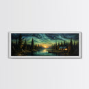 Vah Gogh Inspired Starry Night Farmhouse Painting Framed Canvas Print, Beautiful Minimalist Landscape Painting, Wall Art
