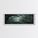 In The Forest - Ready To Hang Panoramic Foggy Pine Forest Canvas Wall Art, Nature Wall Art, Misty Green Forest Print, Modern Home Decor