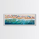 Bird's Eye View Of The Beach, Framed Canvas Print, Beach Seascape Oil Painting Print, Pebble Beach, Myrtle Beach Art, Charleston Art