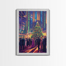 Elegant Christmas Ball Scene with Large Decorated Tree and Holiday Party, Perfect for Framed Canvas Print and Christmas Wall Art