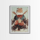 Cowboy Riding Horse in Winter Forest Framed Canvas Print - Moody Winter Landscape Art Perfect 2024 Christmas Home Decor