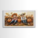 Framed Canvas Print Cowboy On Horse Overlooking Fall Mountain Peaks Western Horse Rider Autumn Scenic Wall Art Fall Colors