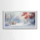 Cozy Cabin in the Snow Framed Canvas Print, Ideal Christmas Holiday Wall Art for Winter Wonderland Decor and Festive Home Interiors