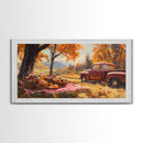 Fall Picnic Afternoon Framed Canvas Print, Rustic Farmhouse Decor, Autumn Country Landscape Art, Modern Farmhouse Wall Art, Seasonal Gift