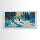 Cowboy And Cattle In Autumn Framed Canvas Print Tall Art Fall Country Landscape Western Home Decor Rustic Farmhouse Wall Art Autumn Gift