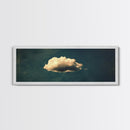 The Lonely Cloud - Framed Canvas Print - Vintage Moody Cloud Wall Art - Single Cloud In A Blue Sky - Vintage Above Bed Boho Art