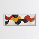 Neutral Abstract Geometric Shapes Pattern Print, Panoramic Wall Art, Extra Wide Minimalist MCM Home Decor