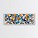 Mid Century Modern Art - Floral Abstract Pattern - Panoramic Canvas Print - Retro Loft Art - Large Wall Art - Geometric Abstract Art