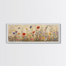 Field of Wildflowers, Spring Floral Decor, Oil Painting Canvas Print, Panoramic Art, Boho Floral Decor, Botanical Wall Art, Field of Flowers