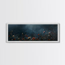Dark & Moody Wild Flowers At Night, Framed Canvas Print, Panoramic Thought Provoking Wall Art, Above Bed Art, Dark Floral Painting