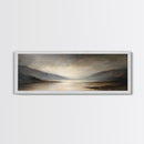 Moody Seascape Wall Art, Framed Canvas Print, Horizontal Panoramic Wall Art, Cloudy Day, Large and Wide Calm Decor, Modern Wall Art