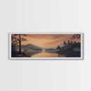 Moody Landscape Painting Print, Framed Canvas Print, Subdued Art, Dark and Stormy Landscape Painting, Panoramic Ultra Wide Wall Art