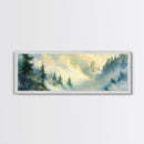 Fog In The Mountains - Framed Canvas Print - Panoramic North Carolina Painting - Blue Ridge Mountains - Original Painting Home Decor - Moody Art