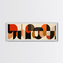 Mid-century Modern Wall Art, Framed Panoramic Art, Earth Tones, Subdued Artwork, Geometric Patterns, Above Couch or Sofa Art