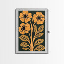 Mid-Century Modern Abstract Floral Canvas Wall Art Print With Wood Frame, Home Decor, Modern Farmhouse Flower Market Decor