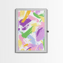 Pastel Brush Strokes Canvas Print, Wood Framed Abstract Wall Art, Dorm Room Decor for Girls
