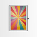 MCM Inspired Wall Art, Fire Engine Red, Slate Green, Storm Grey and Bee Yellow Geometric Framed Canvas Print, Boho Decor
