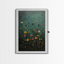 Wood Framed Wildflower Floral Print Minimalist Modern Boho Wall Art Bedroom Decor Botanical Floral Wild Flower Canvas Print