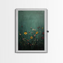 Wildflower Print, Oil Painting Flower Canvas Print Boho Botanical Wall Art, Dark and Moody Home Decor, Minimalist Bouquet