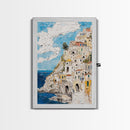 Boho Style Minimalist Wall Art - Italian Seaside Village Canvas Print - Retro Vacation Decor, Vacation Gift Idea