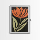 Wood Framed Canvas Print, Orange Wild Flower Botanical Print, Mid Century Modern Home Decor, Modern Farmhouse, Subdued Art
