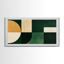 Geometric Patterns Mid-Century Modern Abstract Wall Art Canvas Print, Beautiful Emerald Green Wall Art