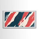 Simplistic Mid Century Modern Art Camo Pattern Canvas Print, Camouflage Wall Art Print, Navy Blue and Red Abstract Wall Art