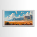 Panoramic Landscape Print Of an Arizona Desert Landscape, Framed Canvas, Rustic Farmhouse Decor, Nature Print, Minimalist Landscape Painting