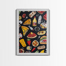 Cute Funky Kitchen Art, Kawaii Wall Art, Kawaii Decor, Restaurant Decor, Kitchen Painting, Dining Room Wall Art, Pizza, Hot Dogs Etc