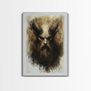 Portrait of a Demon, Framed Canvas Print, Dark Macabre Wall Art