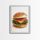 That's a Big Burger, Framed Canvas Print, Wall Art For Kitchen or Dining Room