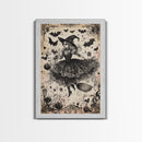 Spooky Season Halloween Witch, Witchy Decor Canvas Print, Black and White Witch Painting Print, Charcoal Sketch Of a Witch