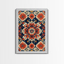 Floral Pattern Wall Art, Mexican Tile Pattern Framed Canvas Print, Chicano Art, Textile Inspired Wall Art, Southwestern Pueblo Style Art