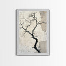 Double Exposure Wall Art - Tree or Cracks - Optical Illusion Wall Art Framed Canvas Print - Wabi Sabi Minimalist Home Decor Art
