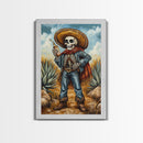 Skeleton Mariachi Chicano Art Canvas Print, Mexicano Wall Art, Tejano Wall Art, Mexicano Style Painting
