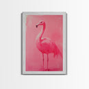 Preppy Pink Flamingo Painting Print, Trendy Wall Art, Animal Print, Framed Canvas Print, Wood Framed Art, Dorm Decor, Apartment Art