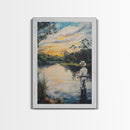 Fly Fishing Wall Art - Framed Canvas Print - Fly Fishing Painting, Fly Fishing Art, Gift Idea for Fisher, Fishing Gift Idea