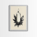 Rustic Christmas Candle Canvas Print - Framed Canvas - Minimalist Christmas Art - Boho Christmas Art - Rustic Christmas Art