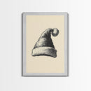 Sketch of Santa's Hat Canvas Print - Framed Canvas - Minimalist Christmas Art - Boho Christmas Art - Rustic Christmas Art