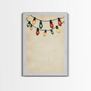 Drawing of Retro Christmas Lights Canvas Print - Framed Canvas - Minimalist Christmas Art - Boho Christmas Art - Rustic Christmas Art