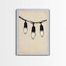 Black and White Sketch of Christmas Lights Canvas Print - Framed Canvas - Minimalist Christmas Art - Boho Christmas Art - Rustic Christmas Art