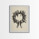 Sketch of a Christmas Wreath Canvas Print - Framed Canvas - Minimalist Christmas Art - Boho Christmas Art - Rustic Christmas Art