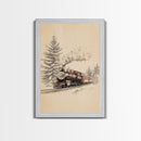 The Polar Express Train Canvas Print - Framed Canvas - Minimalist Christmas Art - Boho Christmas Art - Rustic Christmas Art