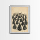 Christmas Tree Farm Art Canvas Print - Framed Canvas - Minimalist Christmas Art - Boho Christmas Art - Rustic Christmas Art