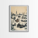 Christmas Village Canvas Print - Framed Canvas - Minimalist Christmas Art - Boho Christmas Art - Rustic Christmas Art