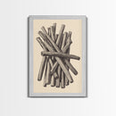 Retro Cinnamon Sticks Canvas Print - Framed Canvas - Minimalist Christmas Art - Boho Christmas Art - Rustic Christmas Art