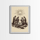 Nativity Scene Canvas Print - Framed Canvas - Minimalist Christmas Art - Boho Christmas Art - Rustic Christmas Art - Nativity Painting