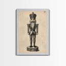 Retro Nutcracker Canvas Print - Framed Canvas - Minimalist Christmas Art - Boho Christmas Art - Rustic Christmas Art
