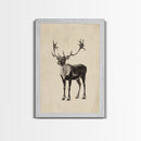 Reindeer Canvas Print - Framed Canvas - Minimalist Christmas Art - Boho Christmas Art - Rustic Christmas Art